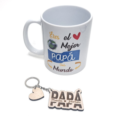 Pack Taza + Llavero Personalizado "Papá o Abuelo"