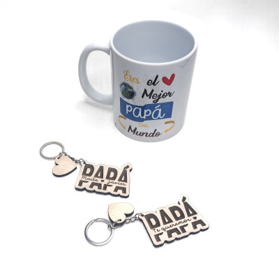 Pack Taza + Llavero Personalizado "Papá o Abuelo"